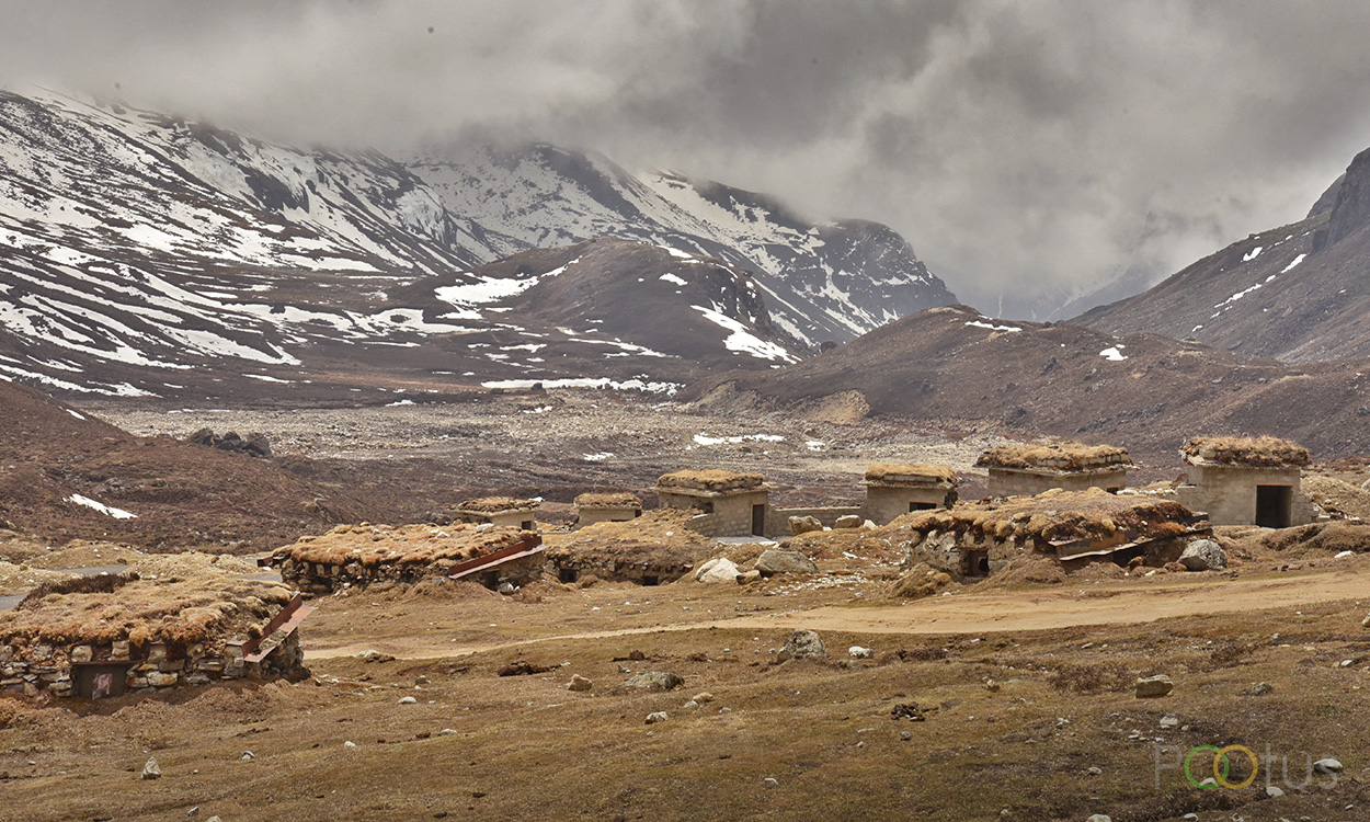 The shelters for yak herders (people who raise and care for Yaks) at high altiture himalayan